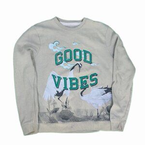 Blind Rooster "Good Vibes" Crane Print Sweatshirt - Streetwear Style Size S
